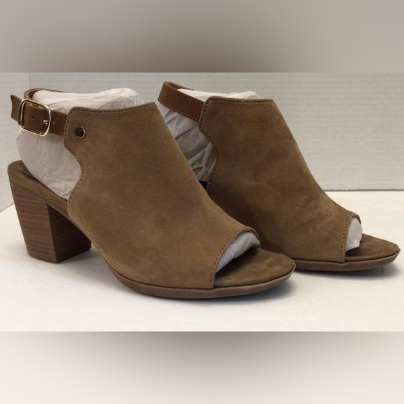 EuroSoft Makala Womens Open Toe Sandal Slingback Size 7.5 Taupe Suede Block Heel - Picture 2 of 11